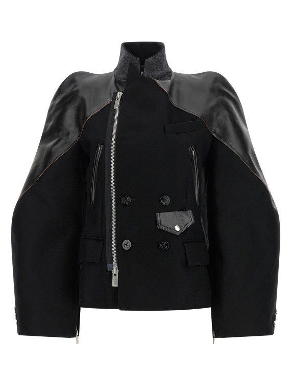 Кожаная куртка SACAI Melton wool jacket (2608635001) #1