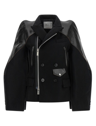 Кожаная куртка SACAI Melton wool jacket (2608635001) #