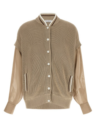 Organza sleeve cardigan