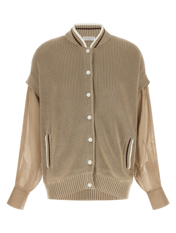 Свитер, кардиган BRUNELLO CUCINELLI Organza sleeve cardigan (M19759406CFI16) #1