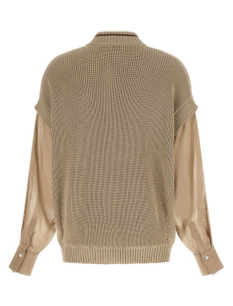 Свитер, кардиган BRUNELLO CUCINELLI Organza sleeve cardigan (M19759406CFI16) #