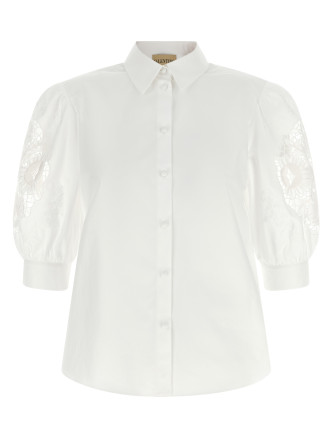 Рубашка, блузка VALENTINO GARAVANI Valentino Garavani macramé insert shirt