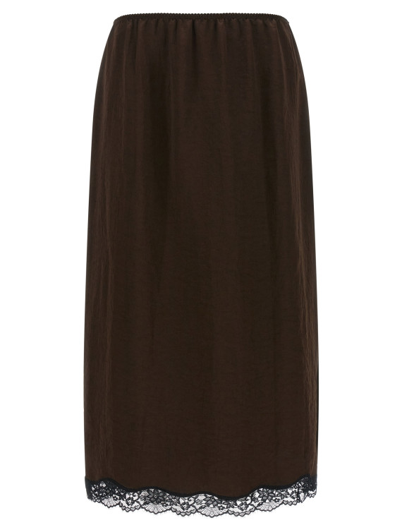 Миди TWIN SET Satin froissé and lace skirt (262TP211113853) #1