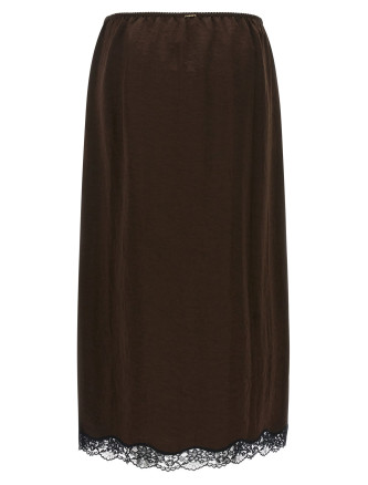 Миди TWIN SET Satin froissé and lace skirt (262TP211113853) #