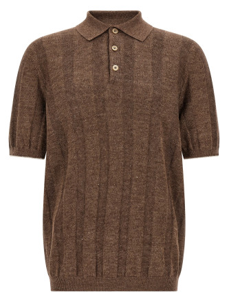 Поло BRUNELLO CUCINELLI Wide ribbed polo shirt