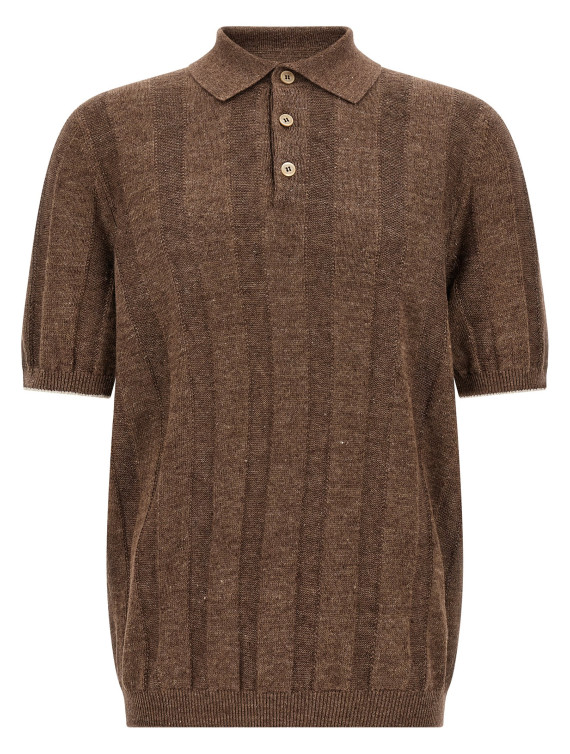 Поло BRUNELLO CUCINELLI Wide ribbed polo shirt (M2L707815CNO22) #1