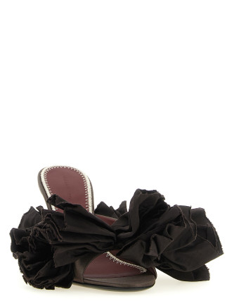 Босоножки на высоком каблуке MAGDA BUTRYM Mule flowers taffeta (507726BROWN) #