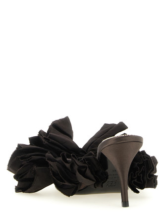 Босоножки на высоком каблуке MAGDA BUTRYM Mule flowers taffeta (507726BROWN) #
