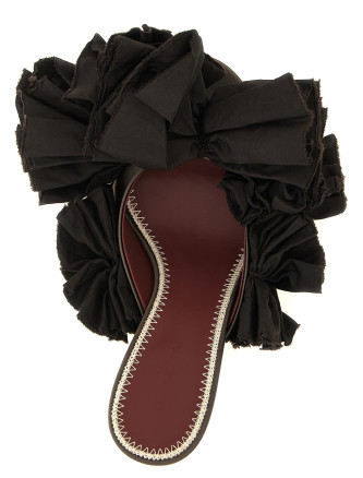 Босоножки на высоком каблуке MAGDA BUTRYM Mule flowers taffeta (507726BROWN) #