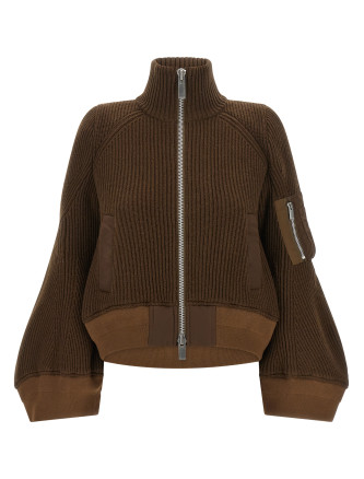 Повседневная куртка SACAI 'Nylon Twill x Wool Knit'