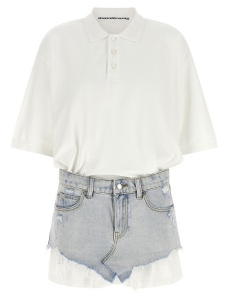 Мини ALEXANDER WANG Denim skirt polo dress