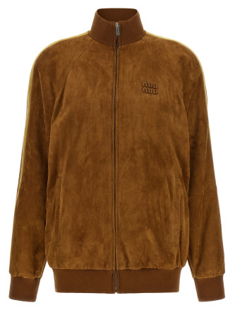 Былғары күртеше MIU Waxed suede bomber jacket
