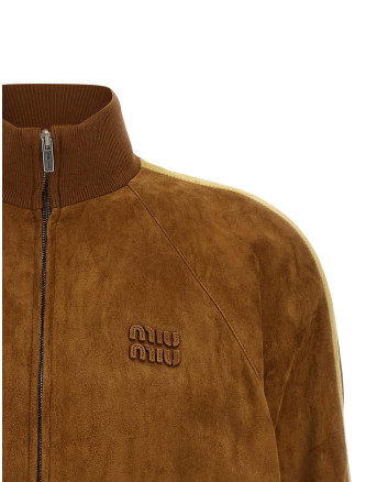 Кожаная куртка MIU Waxed suede bomber jacket (MPW026SOOO19QLF0046) #