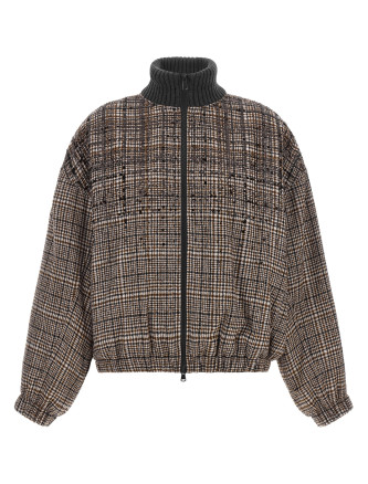 Бомбер күртеше BRUNELLO CUCINELLI Sequin check bomber jacket