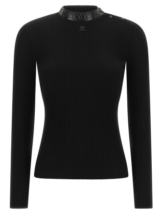 Свитер, кардиган COURREGES Vinyl collar sweater