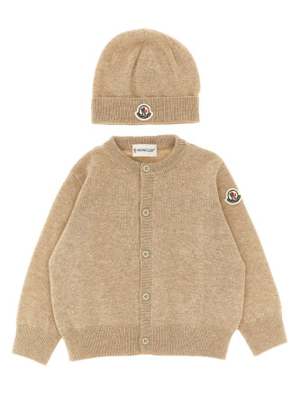 Платье MONCLER ENFANT Cardigan + logo embroidery beanie