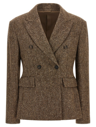 Пиджак, костюм BRUNELLO CUCINELLI Donegal wool double-breasted blazer