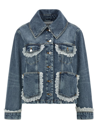 Джинсовая куртка GANNI Denim and lace jacket
