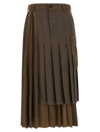 Миди SACAI Hybrid construction skirt