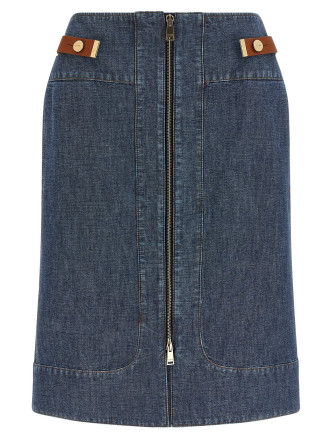 Миди FENDI Chambray denim skirt