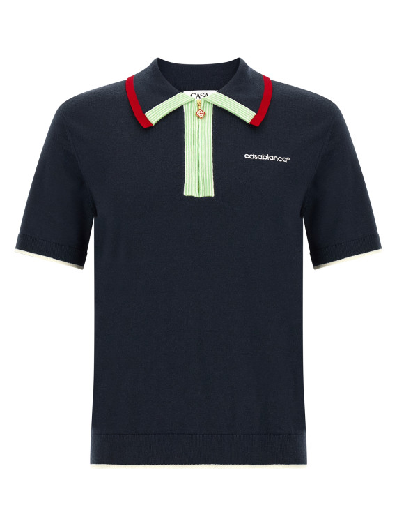 Поло CASABLANCA Knit polo shirt with zip (MPF26KW84601NAVY) #1