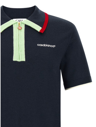 Поло CASABLANCA Knit polo shirt with zip (MPF26KW84601NAVY) #