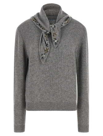 Свитер, кардиган PRADA Jewel bandana sweater