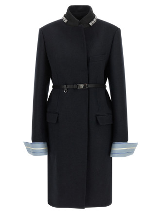 Пальто, тренч PRADA Jewel collar coat