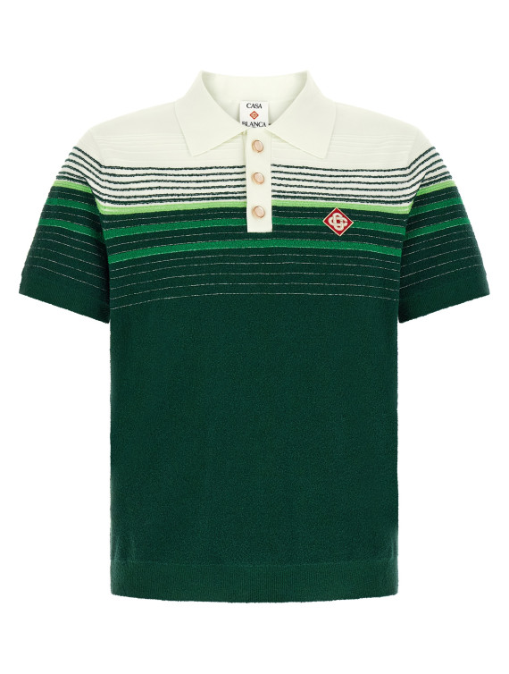 'Bouclé Stripes' polo shirt (MPF26KW142201WHITEGREEN) #1
