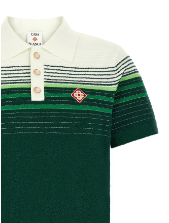 'Bouclé Stripes' polo shirt (MPF26KW142201WHITEGREEN) #