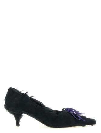 Обувь на каблуке PRADA Satin and feather pumps