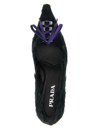Өкшелі аяқ киім PRADA Satin and feather pumps (1I615OFA055C1QF0002) #