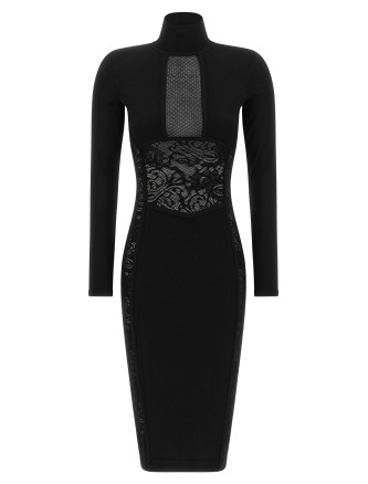 Миди ELISABETTA FRANCHI Knitted and lace dress