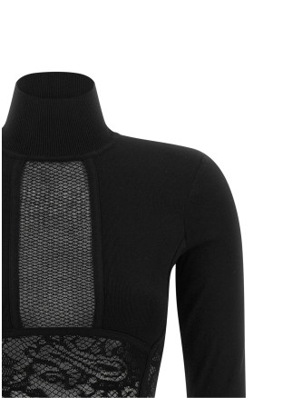 Миди ELISABETTA FRANCHI Knitted and lace dress (AM28Q66E2110) #