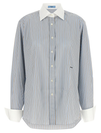 Рубашка, блузка PRADA Striped poplin shirt