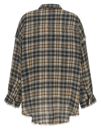 Raw cut hem shirt (R13WR075R925AGREYCREAMPLAID) #