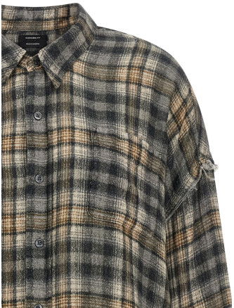 Raw cut hem shirt (R13WR075R925AGREYCREAMPLAID) #