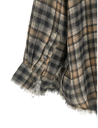 Raw cut hem shirt (R13WR075R925AGREYCREAMPLAID) #