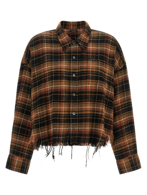 Рубашка, блузка R13 Raw cut cropped shirt (R13WR150R858BLIGHTBROWNBLACKPLAID) #1