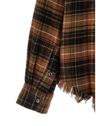Рубашка, блузка R13 Raw cut cropped shirt (R13WR150R858BLIGHTBROWNBLACKPLAID) #
