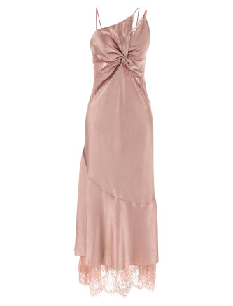 Макси PINKO Satin and lace dress