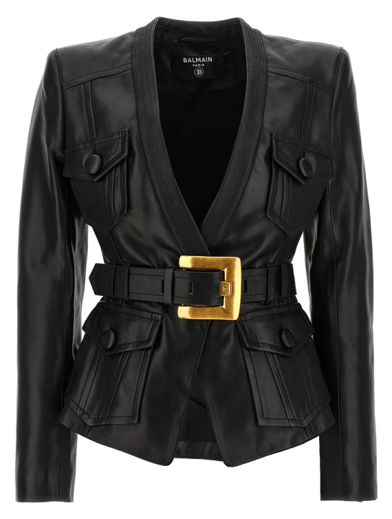 Былғары күртеше BALMAIN Leather Jacket (FF1SI630LD630PA) #1