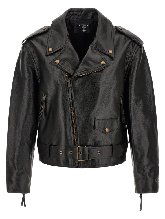 Кожаная куртка BALMAIN Biker jacket (HH1TD580LE430PA) #1