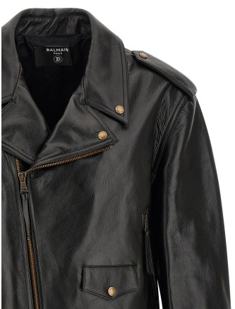 Кожаная куртка BALMAIN Biker jacket (HH1TD580LE430PA) #