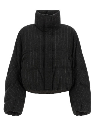 Пуховик BRUNELLO CUCINELLI Micro sequin pinstriped crop down jacket