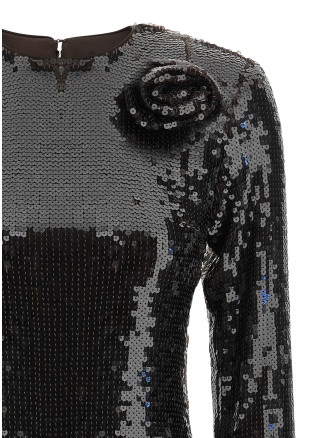 Мини ROTATE BIRGER CHRISTENSEN Sequin dress with flower (11668916671667) #
