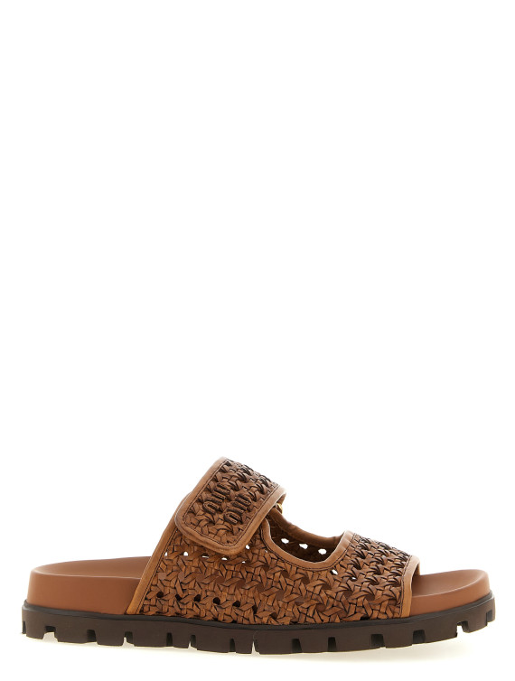 Шлепанцы MIU Braided leather sandals (5XX679F0103ZN7F0046) #1