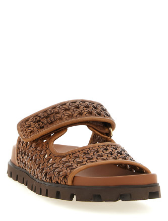 Шлепанцы MIU Braided leather sandals (5XX679F0103ZN7F0046) #