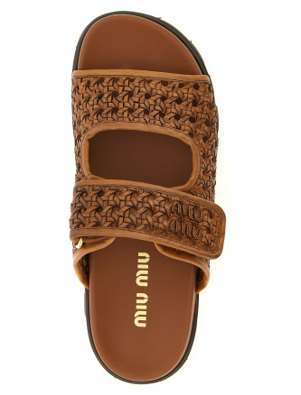 Шлепанцы MIU Braided leather sandals (5XX679F0103ZN7F0046) #
