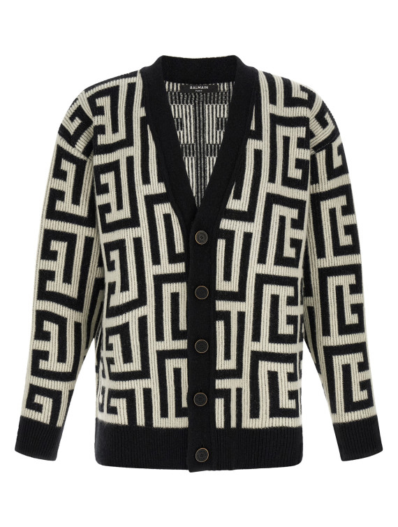 Свитер, кардиган BALMAIN Monogram macro cardigan (HH1KM020KK27GAB) #1